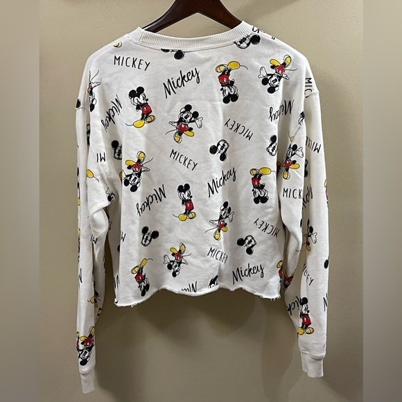 Disney Mickey Mouse Cropped Long Sleeve Sweatshirt, Size Large - Picture 2 of 5